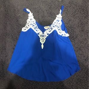 Royal Blue Fashion Magazine Lace Crop Top